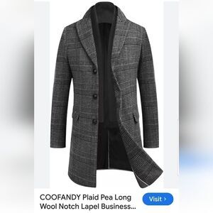 Men's Slim Fit Trench Coat Double Breasted Overcoats Lapel Collar Jacke